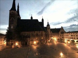 Zeitraffer Beachvolleyball auf dem Markt in Köthen