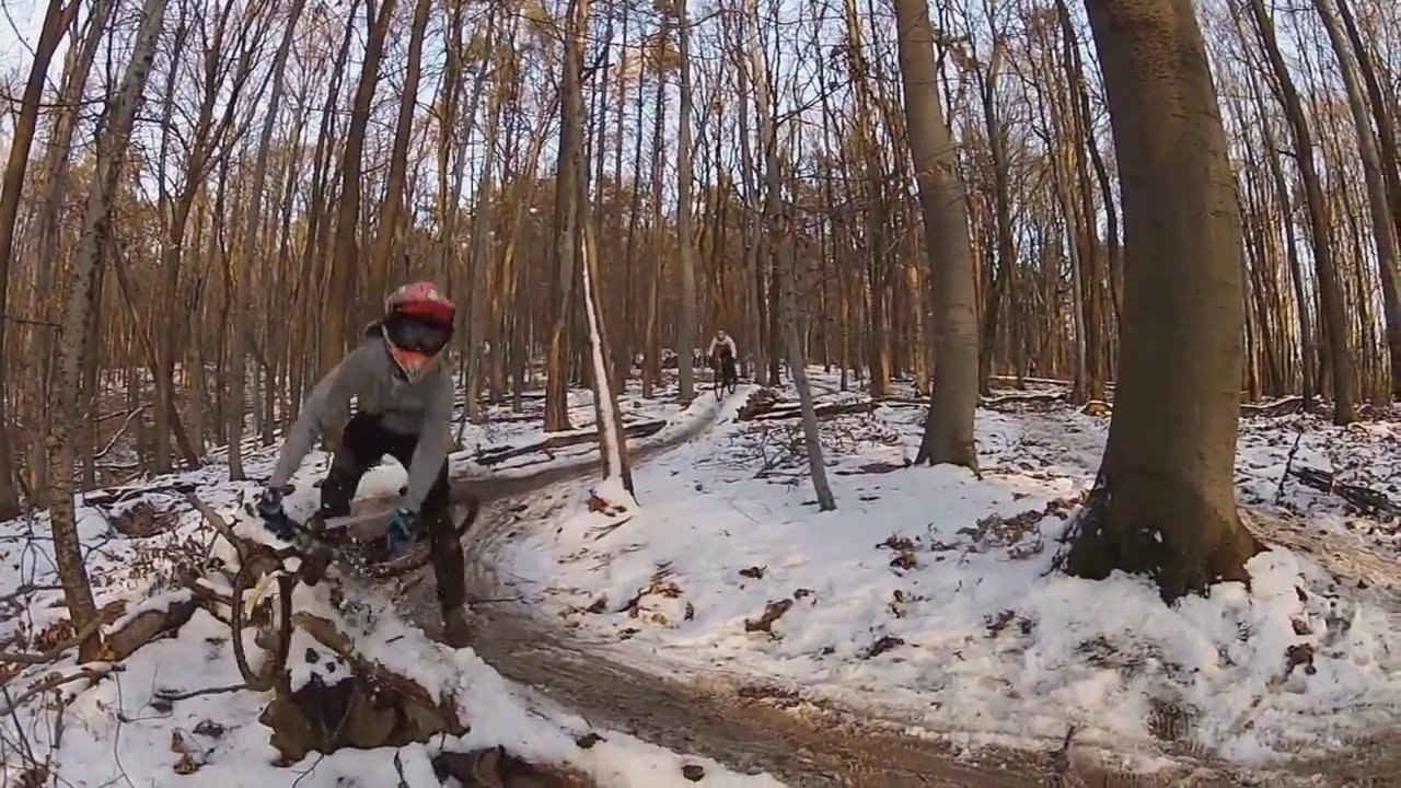 Over The Handle Bars - GoPro Mountain Bike Trail Accident On Ice