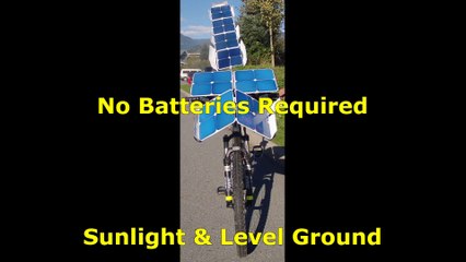 "Solar electric bicycle" ride - no battery power required