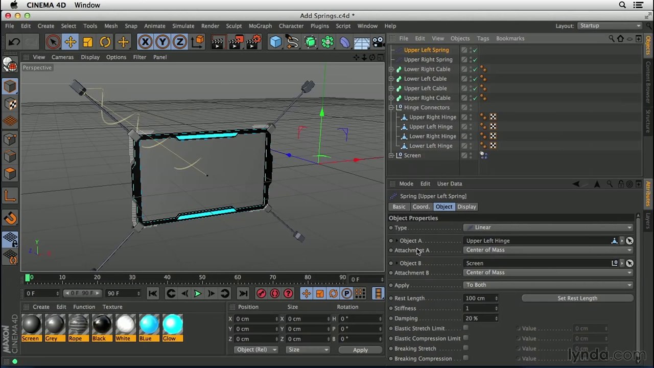 CINEMA 4D tutorial_ How to add springs to enable interactions