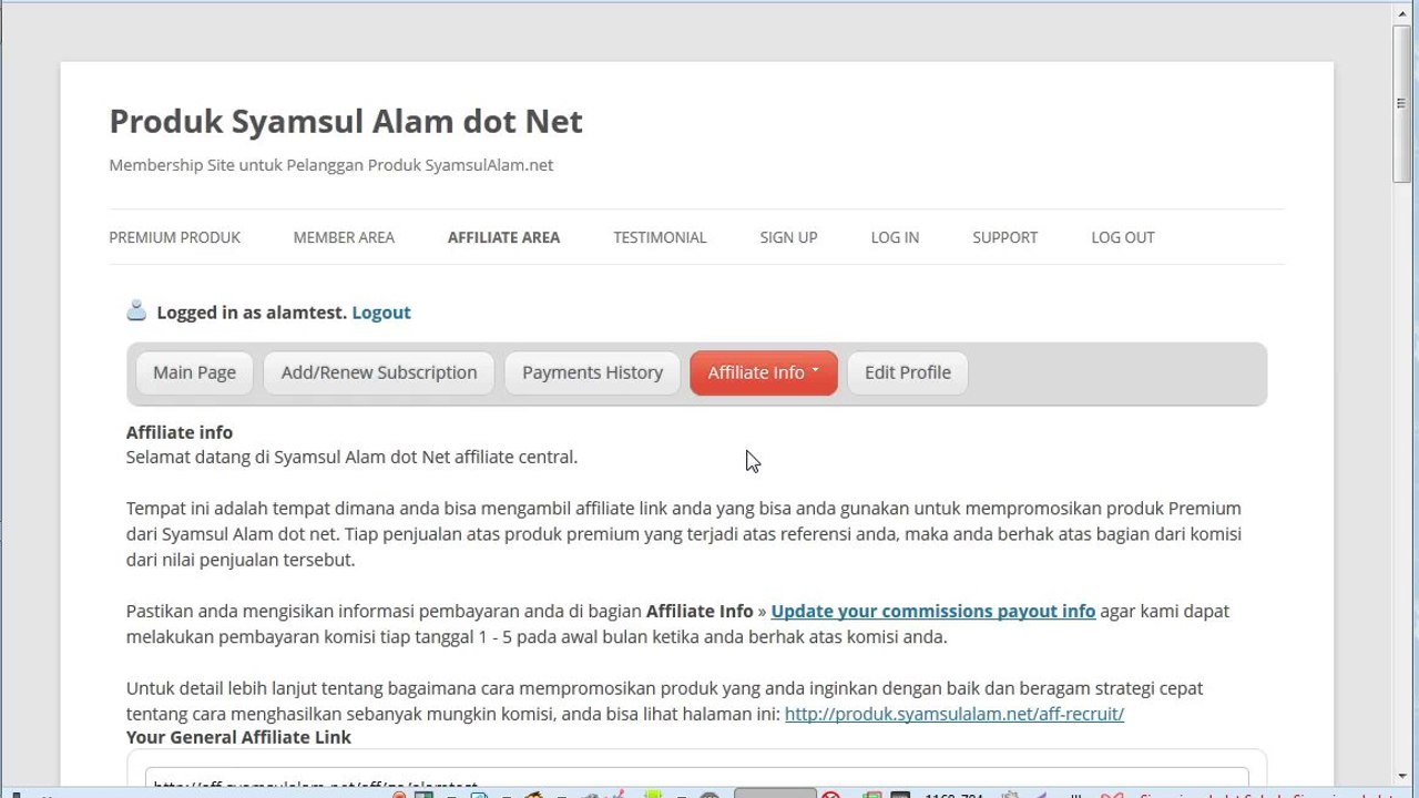Cara Mengisi Informasi Payout - Affiliate Program Syamsul Alam dot Net