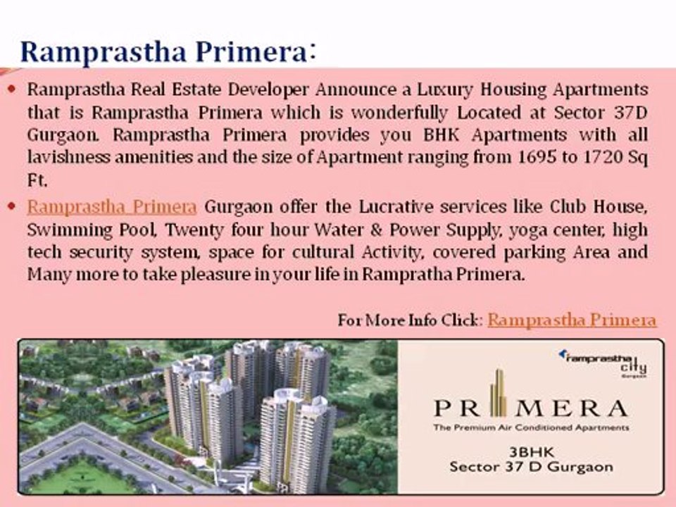 Ramprastha Primera Flats in Gurgaon