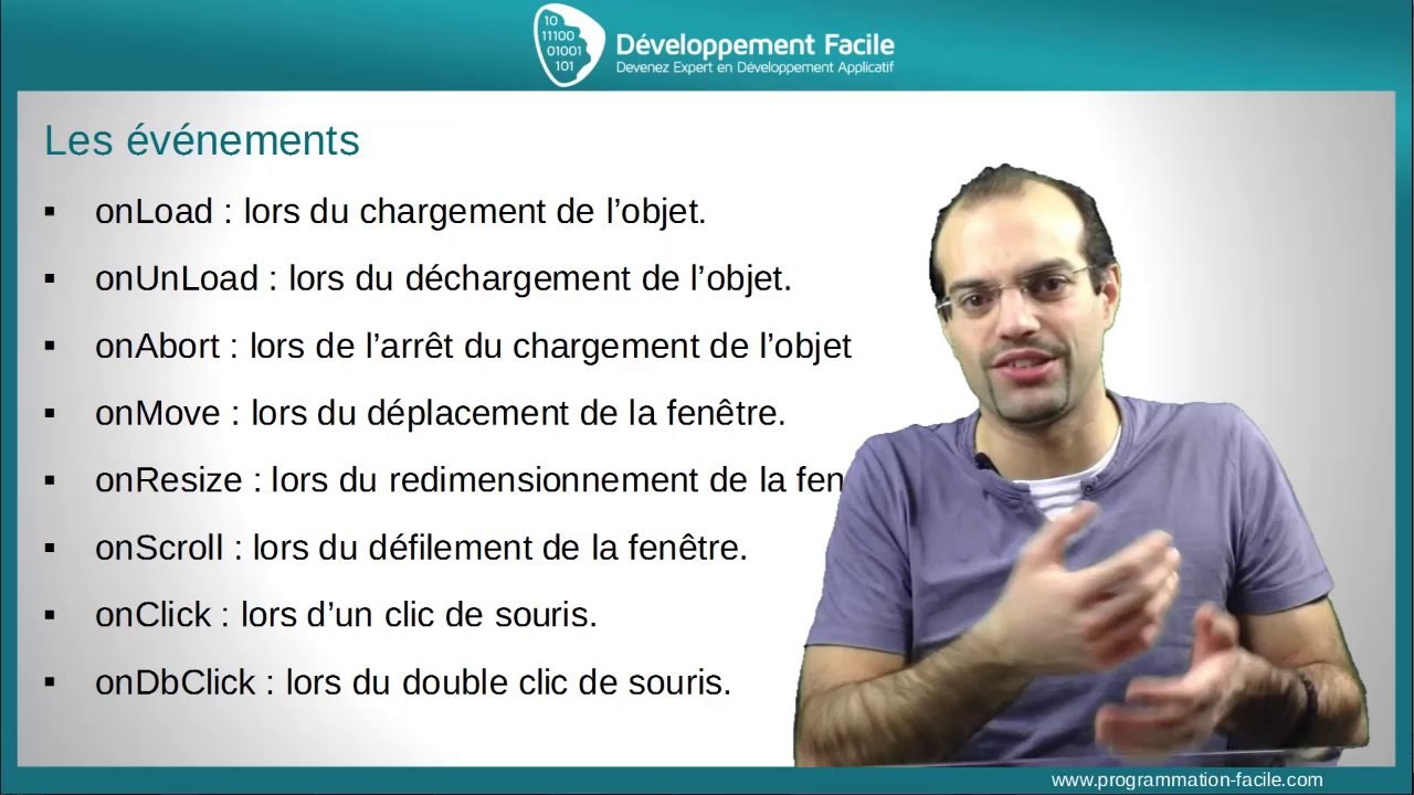 Decouvrez tous les evenements JavaScript