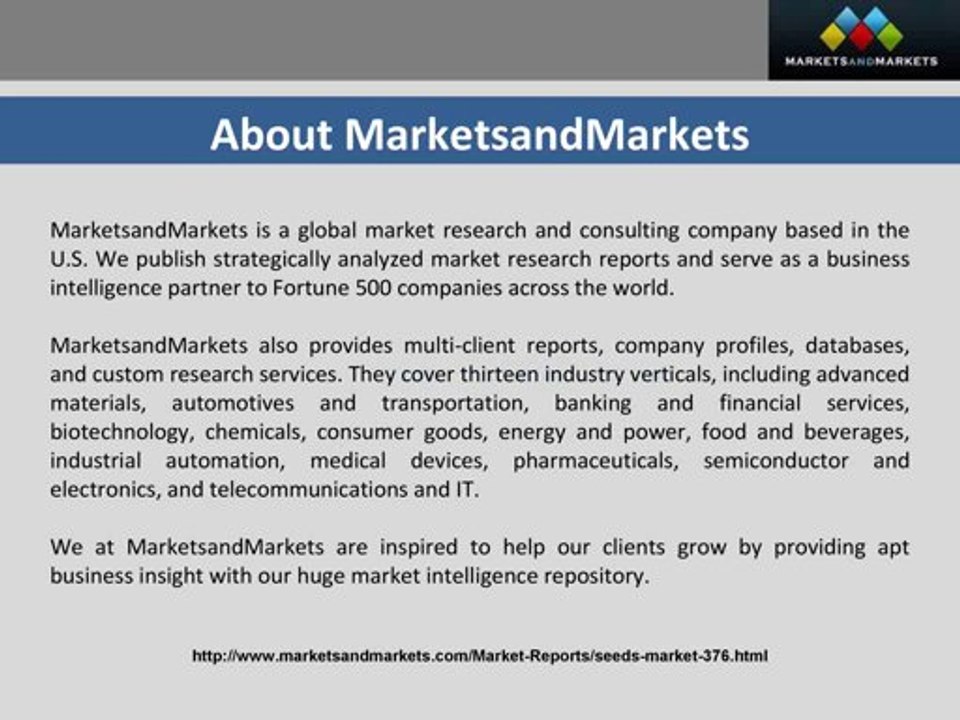 Seeds Market Poise$85.2 Billion in 2018