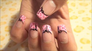 Pink Leopard & Bows nail art