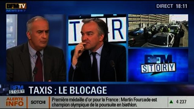 BFM Story: Nouvelle manifestation des chauffeurs de taxi contre la concurrence déloyale des voitures de tourisme avec chauffeur - 10/02