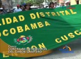 En la provincia cusqueña de la Convención, con una marcha pacífica miles de pobladores rechazan proyecto de ley que propone la redistribución del canon gasífero.