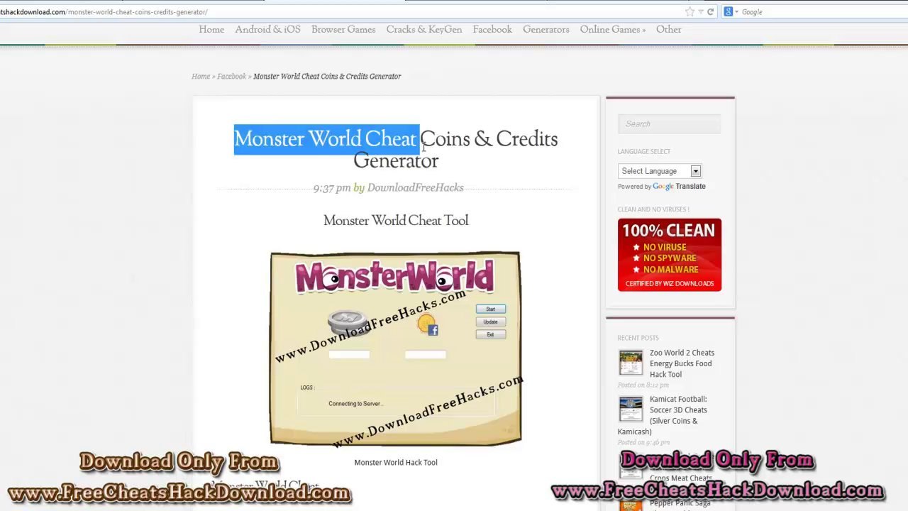 Monster World Hack 2014 Update (No Survey)