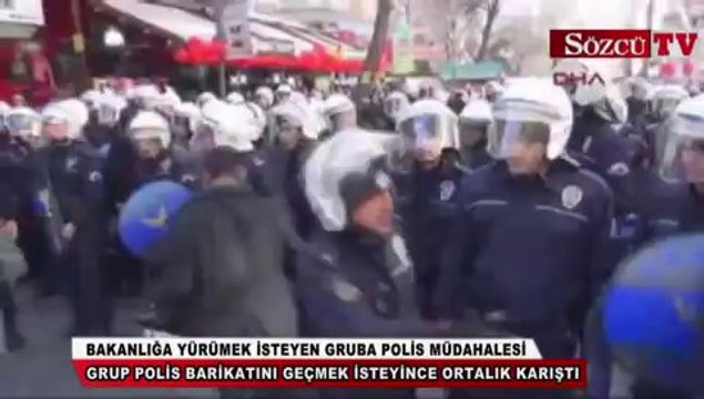 Adalet Bakanlığı'na yürümek isteyen gruba polis müdahalesi
