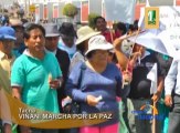 pobladores de Viñani realizaron una marcha por la paz con el fin de dejar atrás hechos violentos que protagonizaron algunos dirigentes que exigían la ejecución de proyectos viales en esta jurisdicción