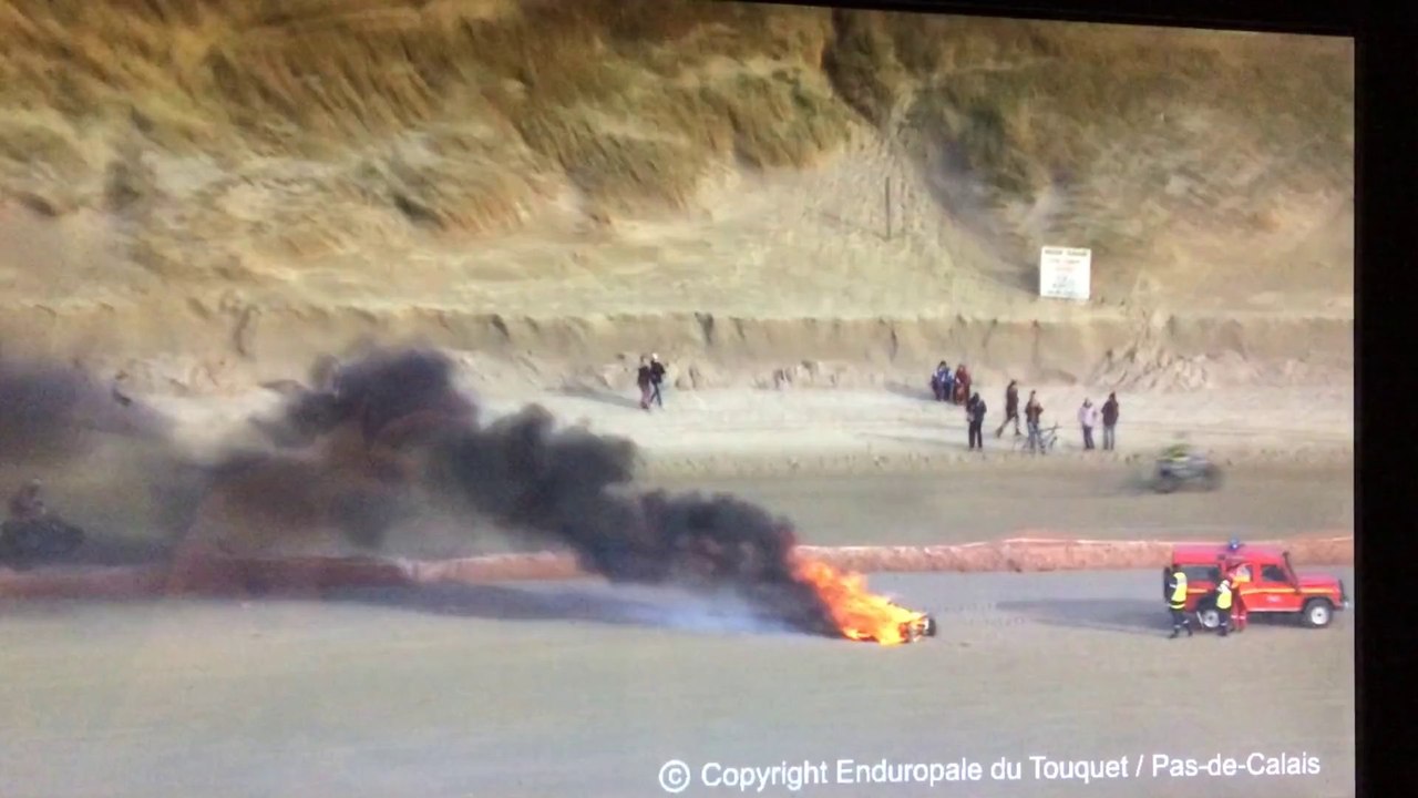 Quaduro du Touquet 2014, incendie quad numéro 44 Adrien MAZZOLENI 28ème