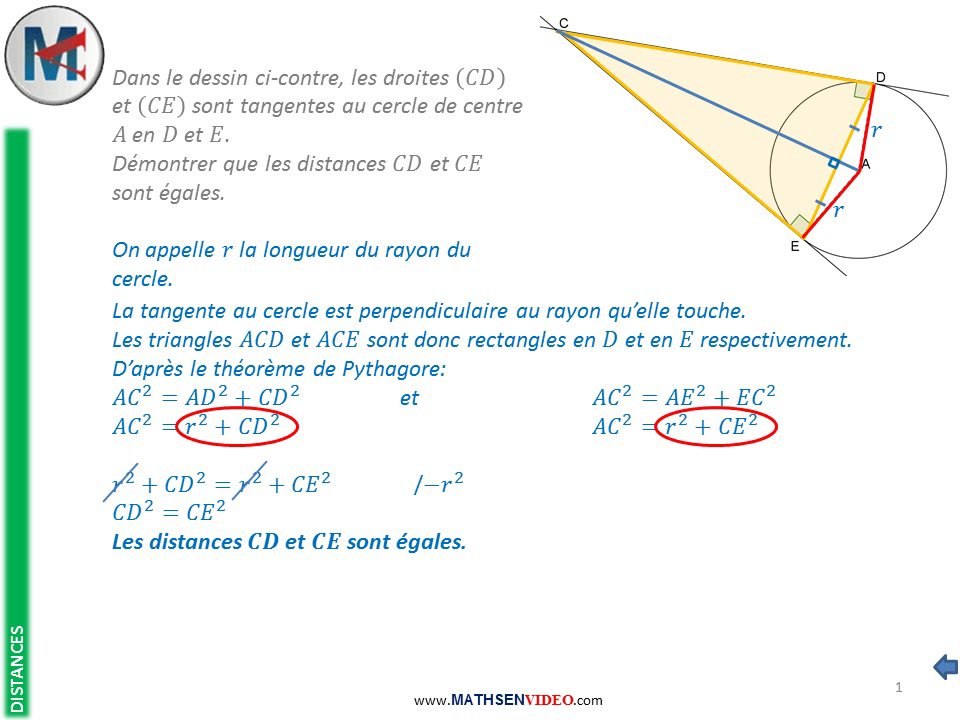 Exercice: Deux tangentes à un cercle