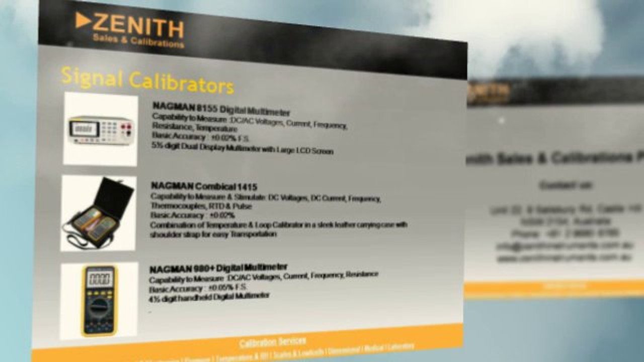 Zenith Sales & Calibrations Pty Ltd - Calibrations Products & Service