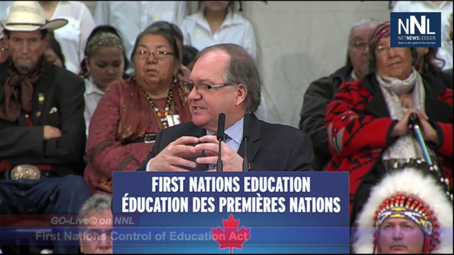 Aboriginal Affairs Minister Valcourt at First Nations Control of Education Act Announcement