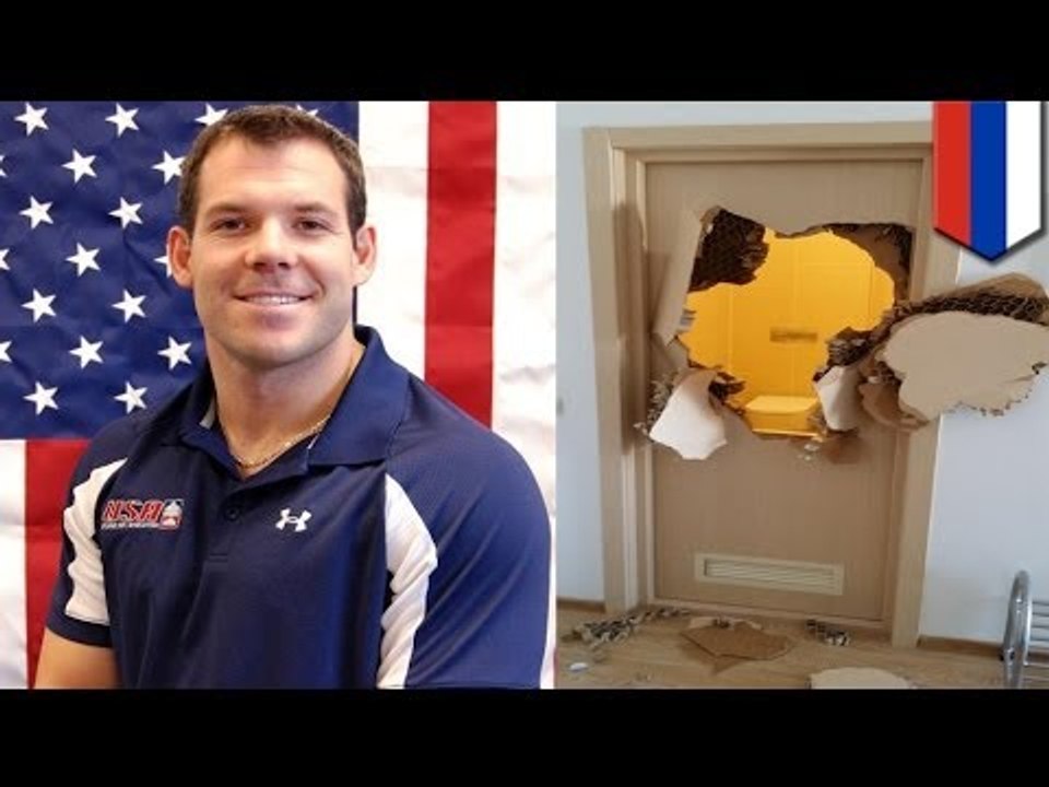 US bobsledder Johnny Quinn breaks down door after getting trapped in bathroom in Sochi