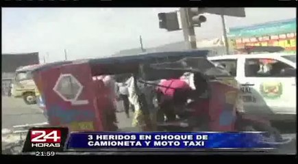 Video herunterladen: Choque entre camioneta y mototaxi dejó tres heridos en Puente Piedra