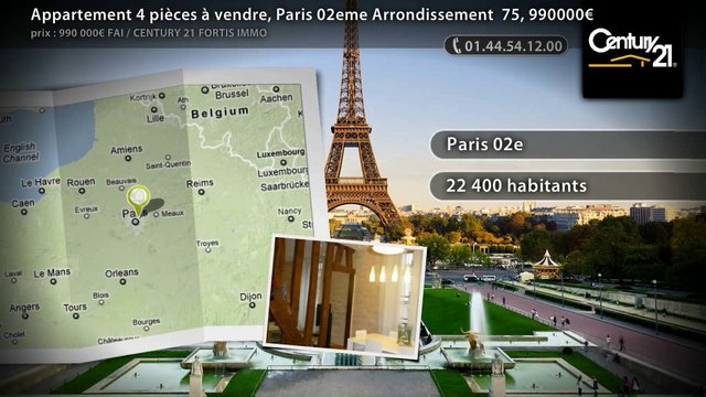 Appartement 4 pièces à vendre, Paris 02eme Arrondissement 75, 990000€