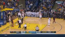 Glass falls onto court during Heat - Warriors game