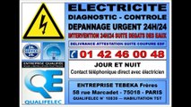 SOS DEPANNAGE ELECTRICITE PARIS 18eme - 0142460048 - ELECTRICIEN SPECIALISTE