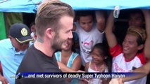 Beckham gives cheer in Philippines typhoon zone