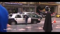 Car jacking on a cop car in Hollywood - Crazy thief...