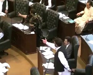 Woman throw her Veil to Shahbaz Sharif to Wear it and Sit in Punjab Assembly