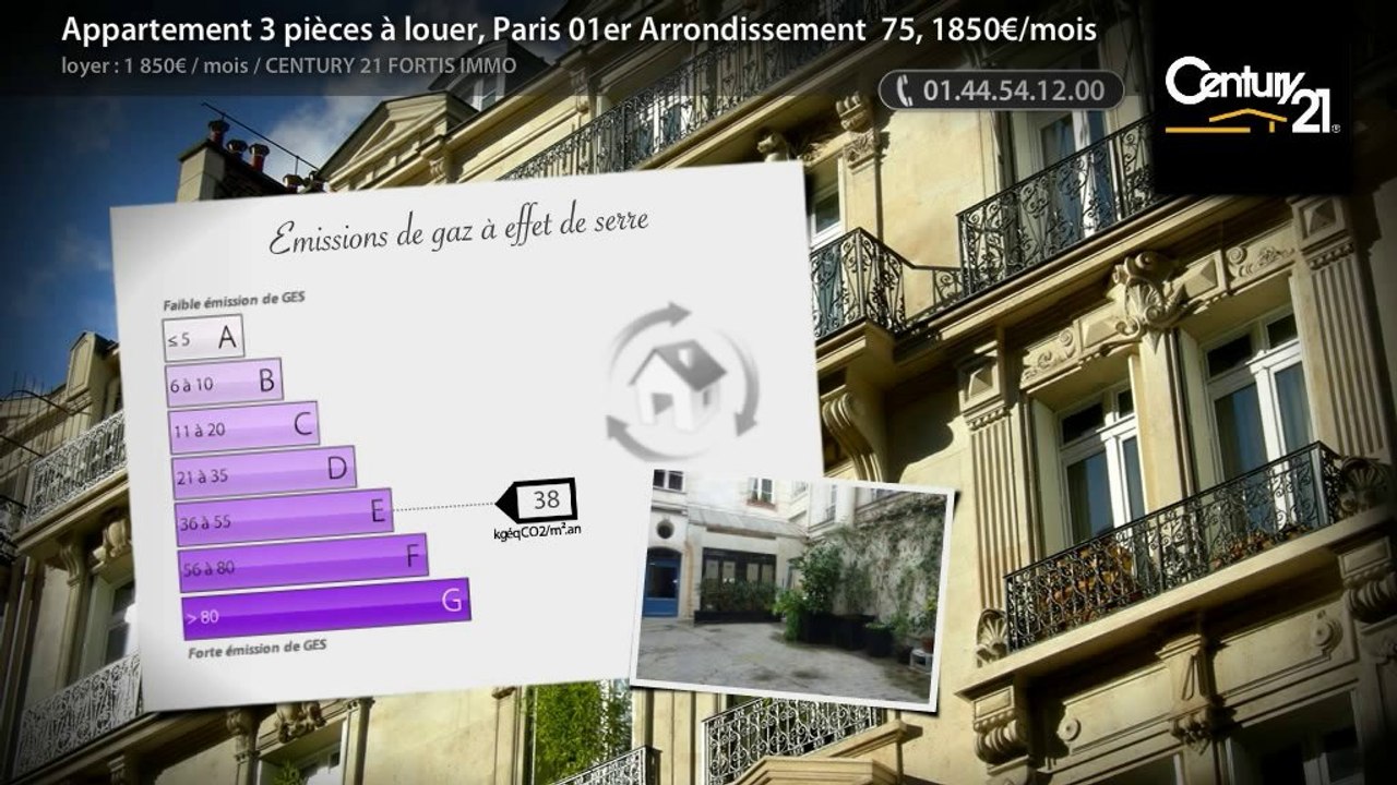 Appartement 3 pièces à louer, Paris 01er Arrondissement  75, 1850€/mois