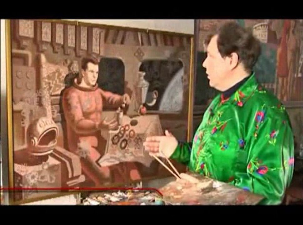 Завтрак Гагарина - картина в работе. Художник Алексей Акиндинов. 06.09.2012. "5 Новостей".