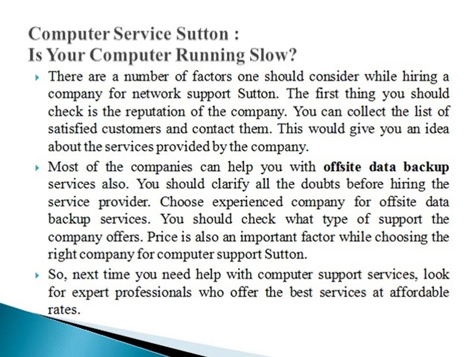 Computer Service Sutton :  Is your computer running slow?