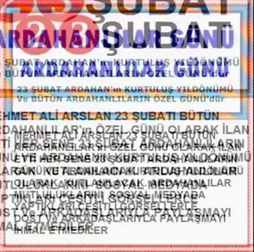 23 Şubat ardahanın Kurtuluşu ve ardahanlılar günü Haberi
