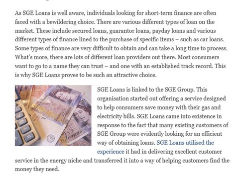 SGE Loans offers a trustworthy method of finding short-term finance