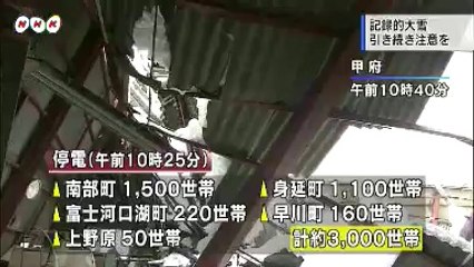 20140215記録的な大雪　なだれなど注意　山梨
