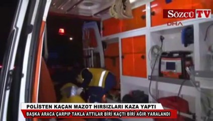 Polisten kaçan mazot hırsızları kaza yaptı