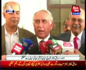 Former chairman PCB Tauqeer Zia talks to media