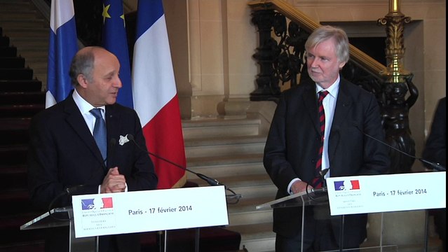Entretien de Laurent Fabius avec son homologue finlandais, Erkki Tuomioja (17/02/2014)