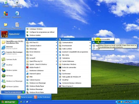 Présentation du menu démarrer dans Windows XP - Formation Informatique en Français - 2.3a