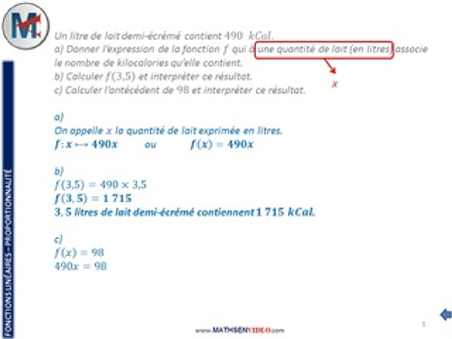 Exercice: Image et antécédent par une fonction linéaire - Vidéo Dailymotion