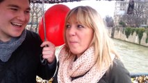 Surprise Marriage Proposal on Paris 'lovelock' bridge! St. Valentine's Day.