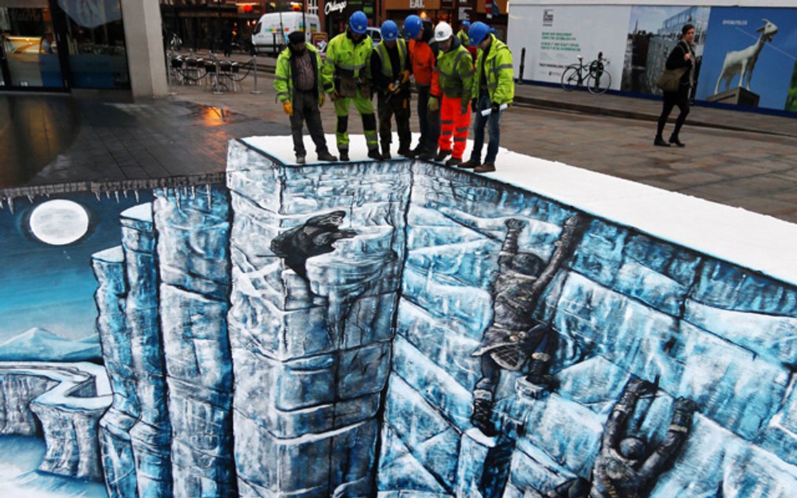Trompe l'oeil géant de Game Of Thrones #ScaleTheWall