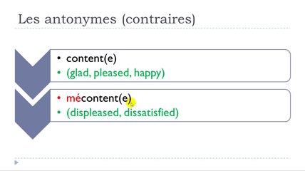 Learn French #Unit 13 #Lesson G = Les antonymes avec les préfixes mal=, mé=