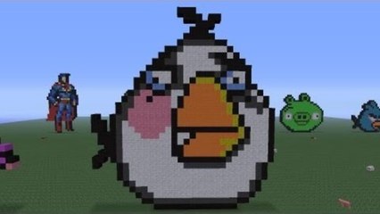Minecraft Pixel Art: White Angry Bird Tutorial