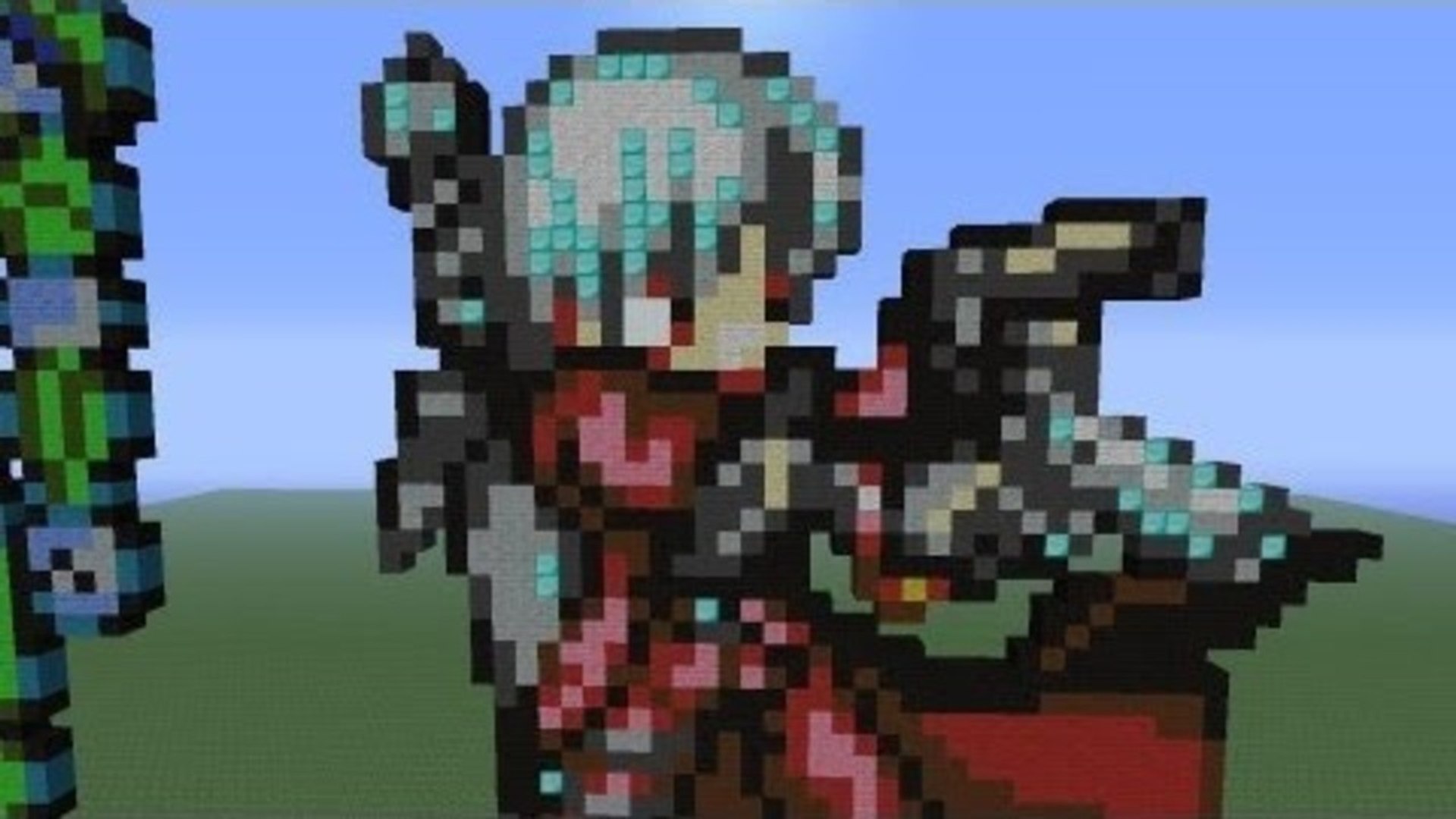 Pixel art of dante from devil may cry in battle stance