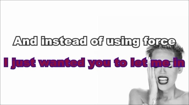 Miley Cyrus - Wrecking Ball (Karaoke/Instrumental) with lyrics on screen