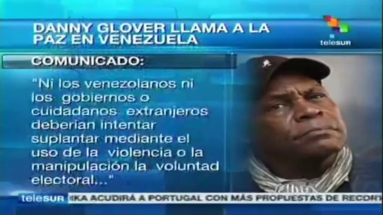 Actor Danny Glover llama a la paz y a la no injerencia en Venezuela