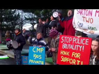 19th Feb 2014 protest outside Strangeways against the arrest and detention of the Barton Moss 2