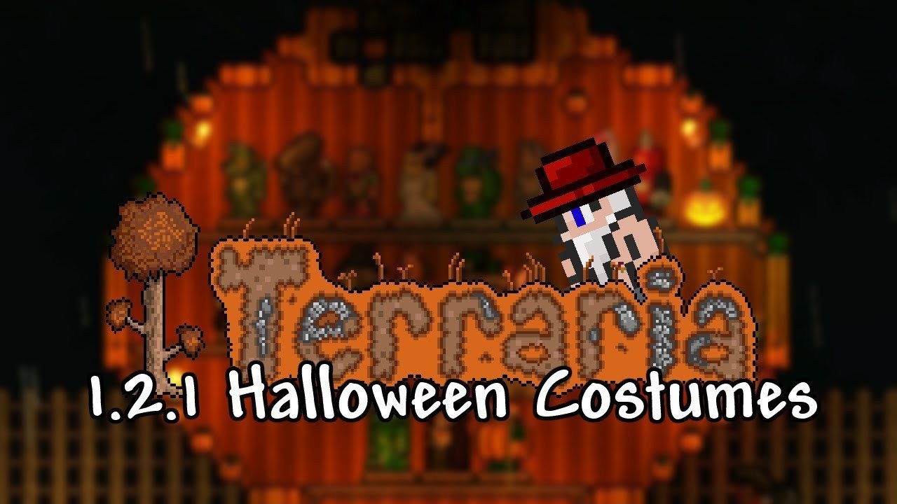 Terraria 1.2.1 ALL HALLOWEEN COSTUMES (CREEPER, GOODIE BAGS) video