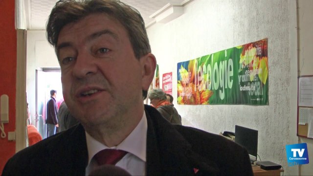 Jean-Luc mélenchon en visite à Carcassonne pour soutenir la liste Carcassonne la citoyenne conduite par Amandine Carrazoni :