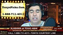 Texas A&M Aggies vs. Alabama Crimson Tide Pick Prediction NCAA College Basketball Odds Preview 2-20-2014