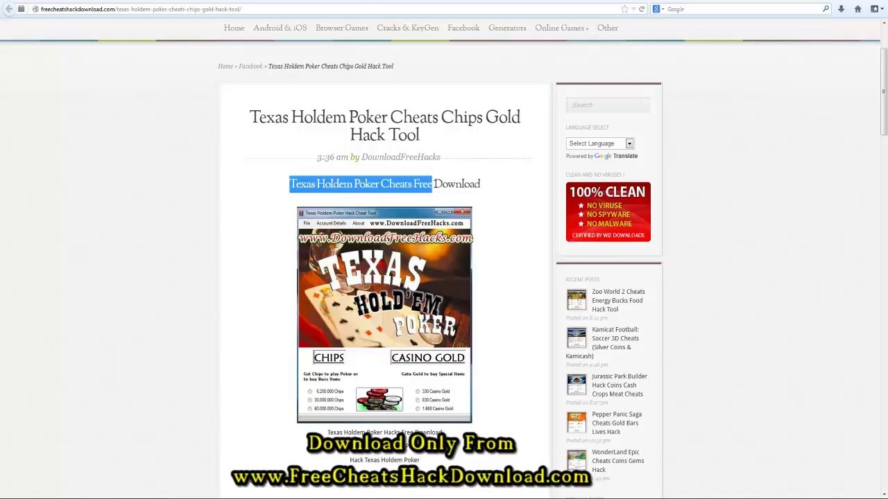 Texas Holdem Poker Cheats Gold Chips Hack (2014 Update)