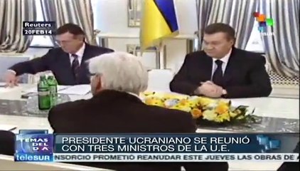 Presidente de Ucrania se reúne con tres ministros de la U.E.